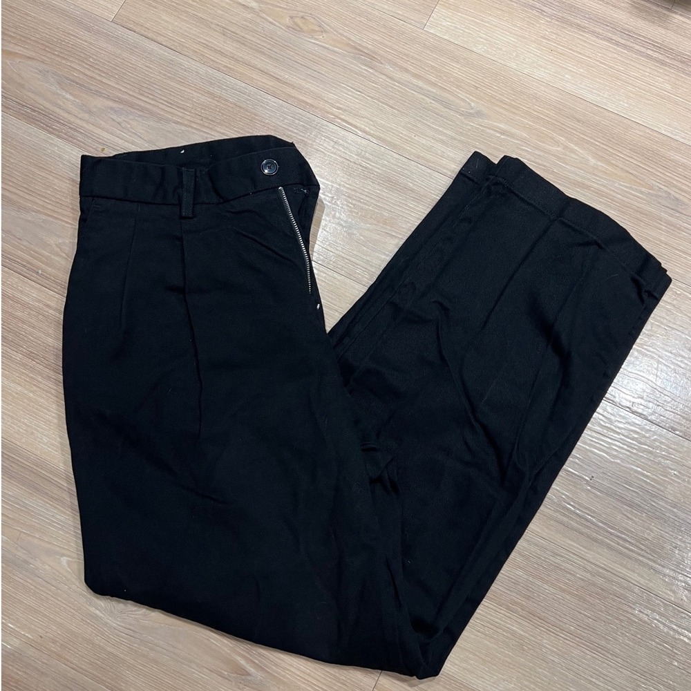 Zara Mens Pleated Trousers Straight Leg Black 32